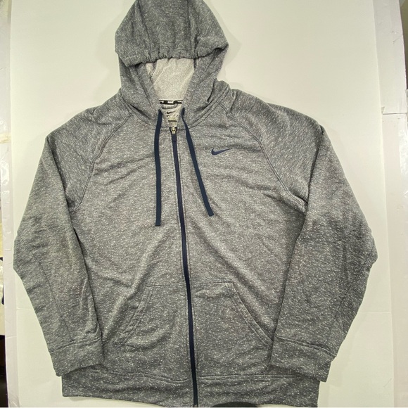NIKE Hoodie Hoodie Full Zip-Up  Gray / White Dri-Fit Mens Size 2XL - Picture 1 of 13